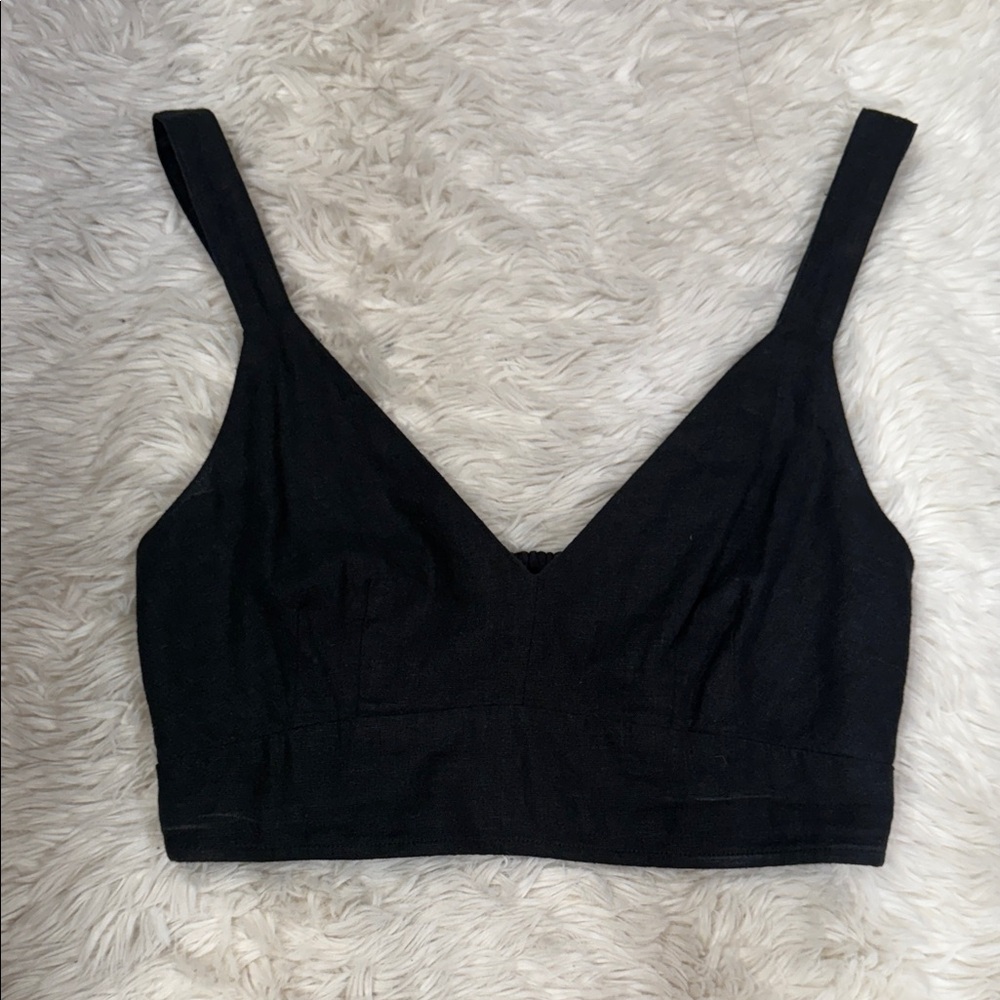 Abercrombie & Fitch Black Linen Smocked Top